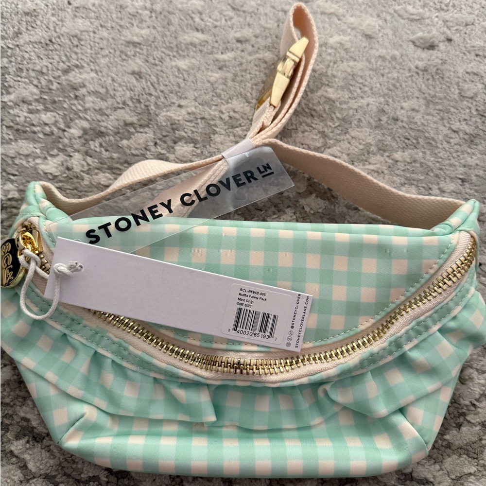 Stoney Clover Lane Mint and White Checkered Crossbody Bag
